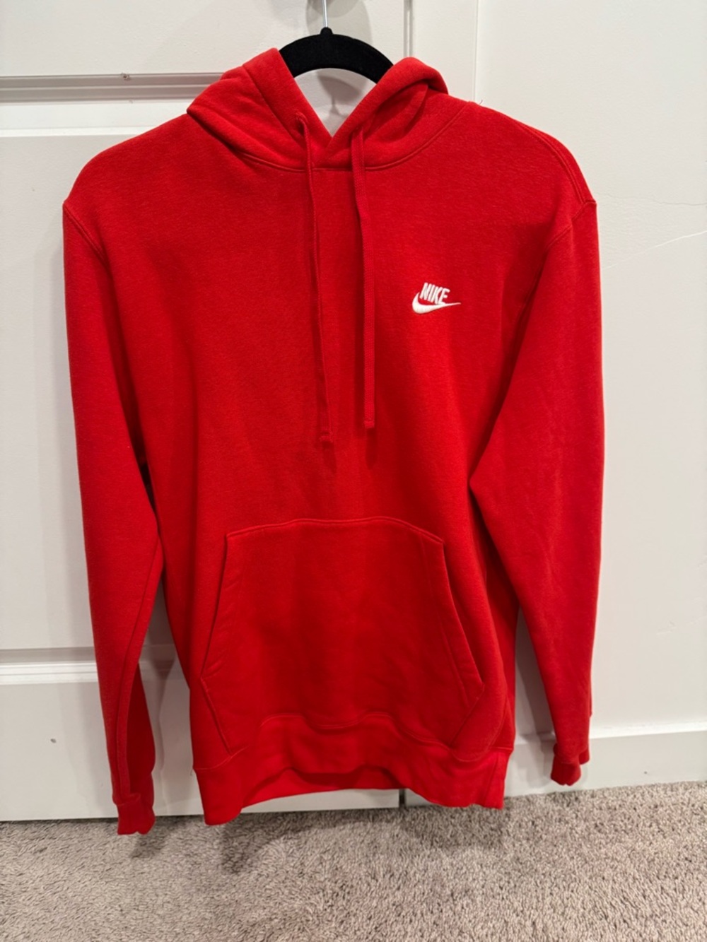 Nike Red Pullover Hoodie with White Swoosh